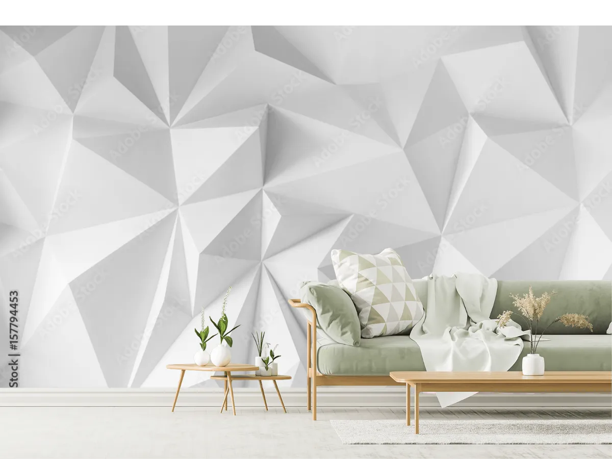 Mural Geométrico Prisma Blanco - Fotomural Decorativo para Pared