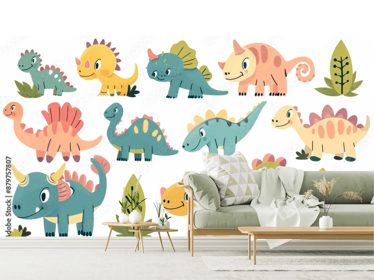 Mural Infantil DinoAventura para Pared | Vinil Arquitectónico y Papeles Tapiz