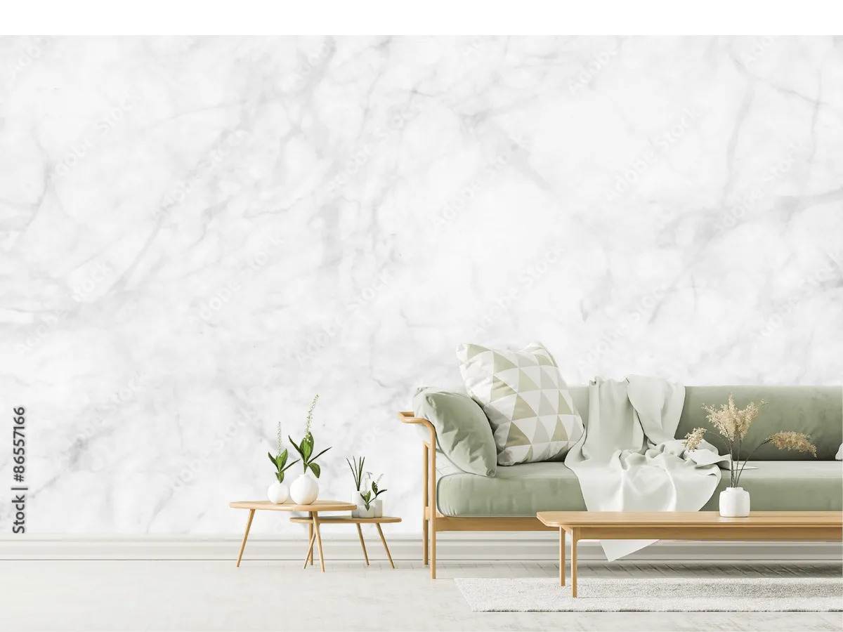 Mural Clásico Mármol Blanco para decoración de sala en vinil o tapiz