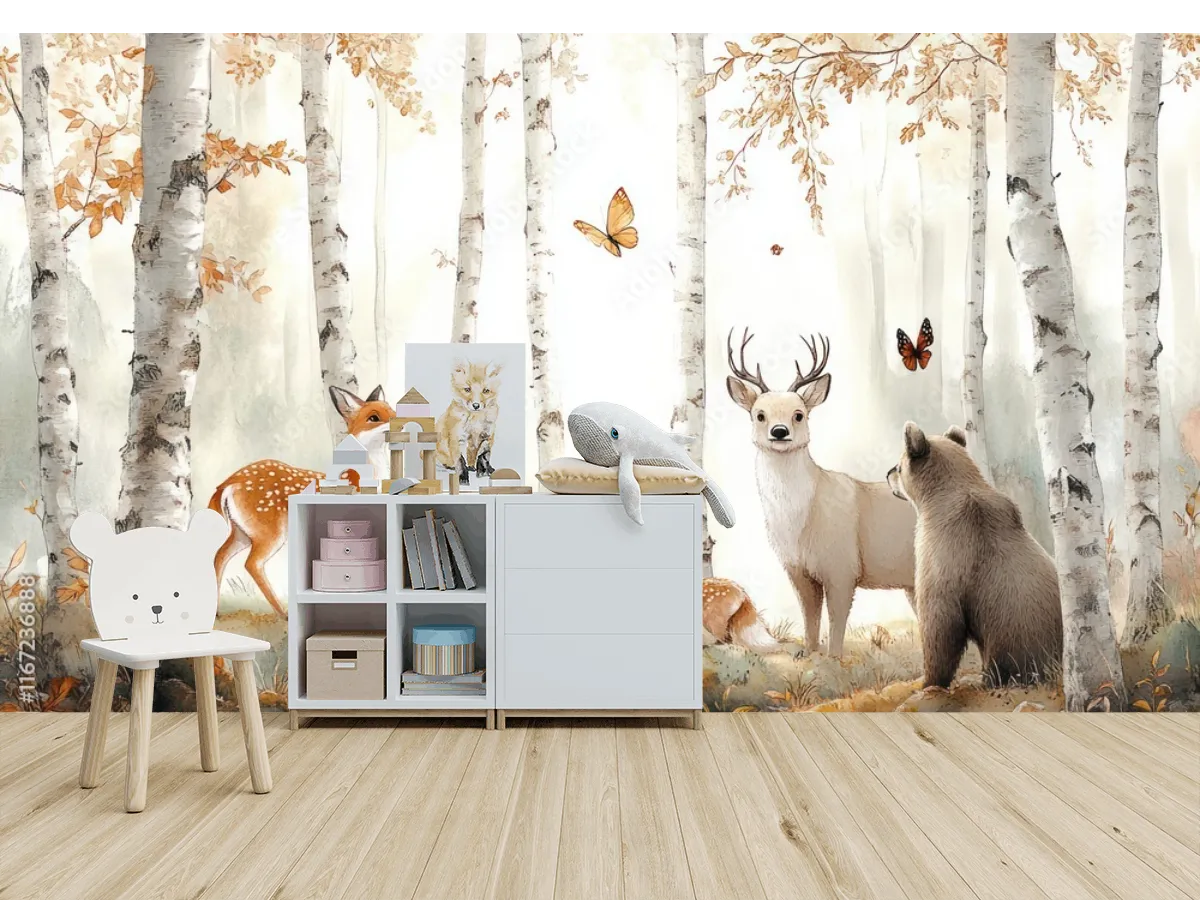 Mural Bosque Encantado Infantil para Pared - Vinil Arquitectónico Personalizable