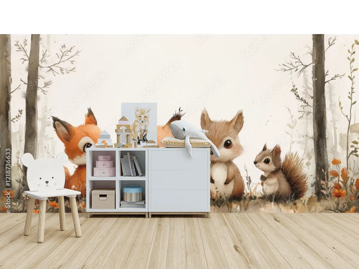 Modelo Mural Bosque Encantado Infantil – Fotomural Vinil Arquitectónico y Papel Tapiz