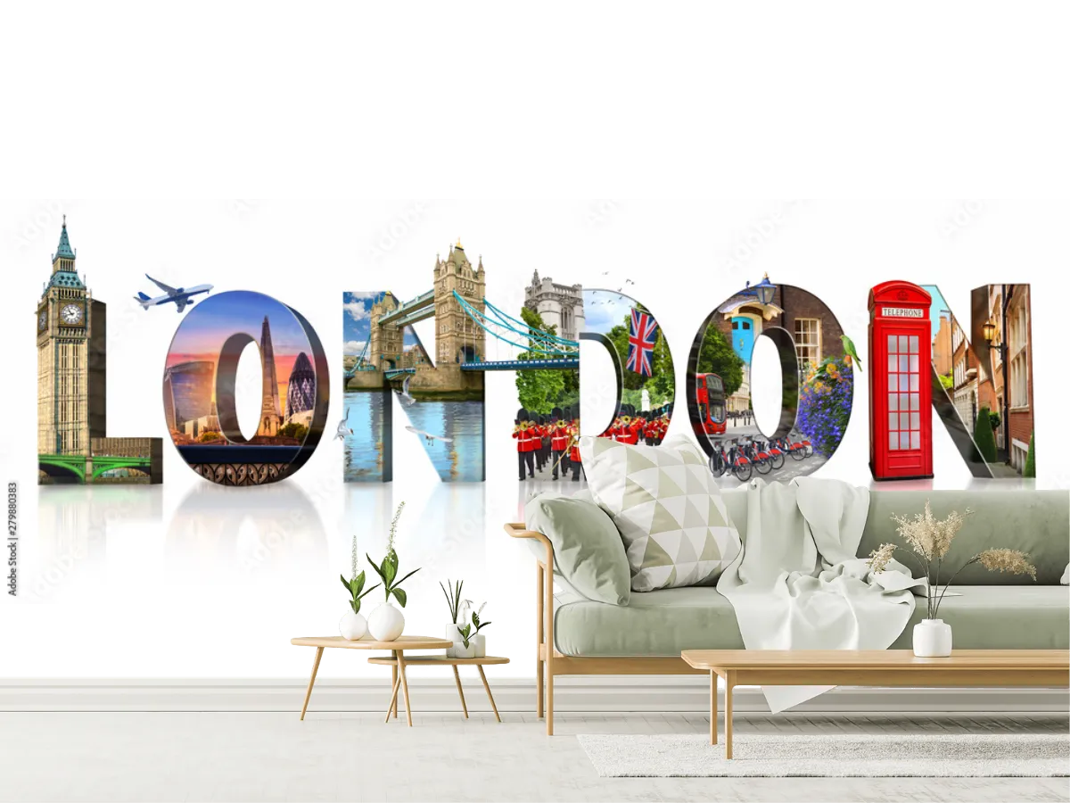 Fotomural Londres Iconos Mundo en Papel Tapiz Decorativo