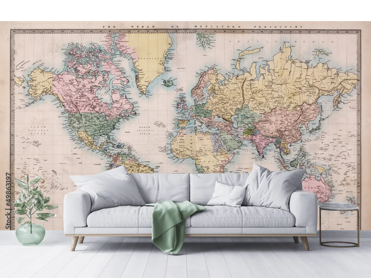 Mural Mapa Vintage del Mundo – Fotomural Decorativo para Pared