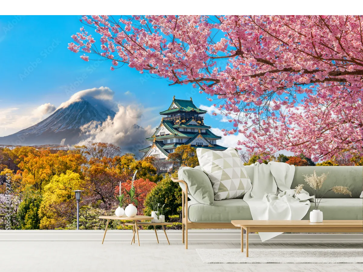Mural Sakura Imperial Japonés Vinil Arquitectónico Papel Tapiz Decorativo