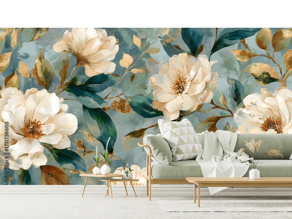 Mural Magnolia Dorada Esplendor - Fotomural Decorativo Premium Sala