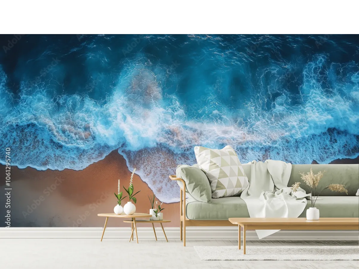 Mural Horizonte Azul Océano para Sala - Fotomural Decorativo en Vinil o Papel Tapiz
