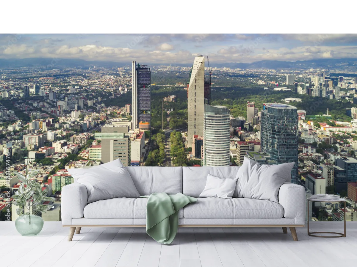 Mural Paseo Reforma Moderno – Fotomural de Ciudad CDMX para Vinil o Papel Tapiz