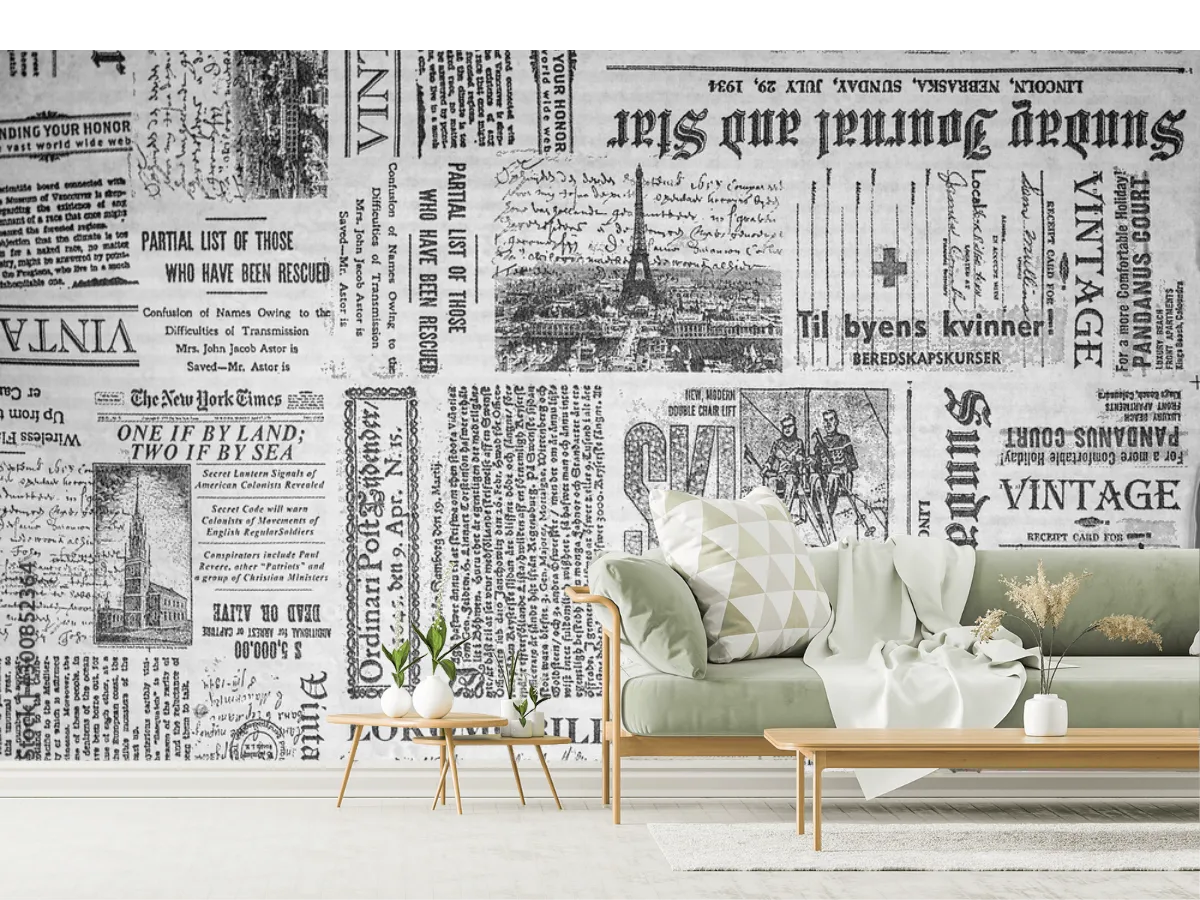 Mural Vintage Letras París en Vinil Arquitectónico o Papel Tapiz