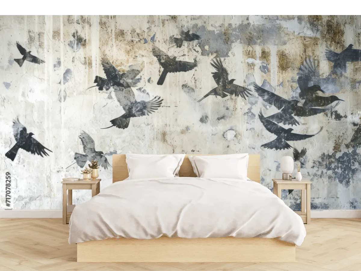 Mural Vuelo Libre de Aves en Vinil Arquitectónico, mural de pared decorativo