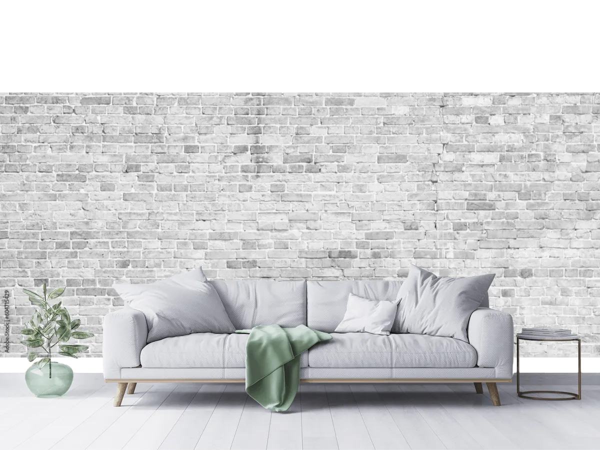 Mural Ladrillo Blanco Minimalista para Decoración Moderna | Vinil Arquitectónico y Tapiz