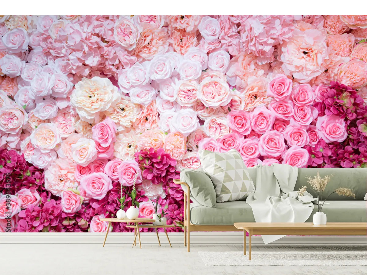 Mural Enso Floral Rosado para decoración de sala o recámara