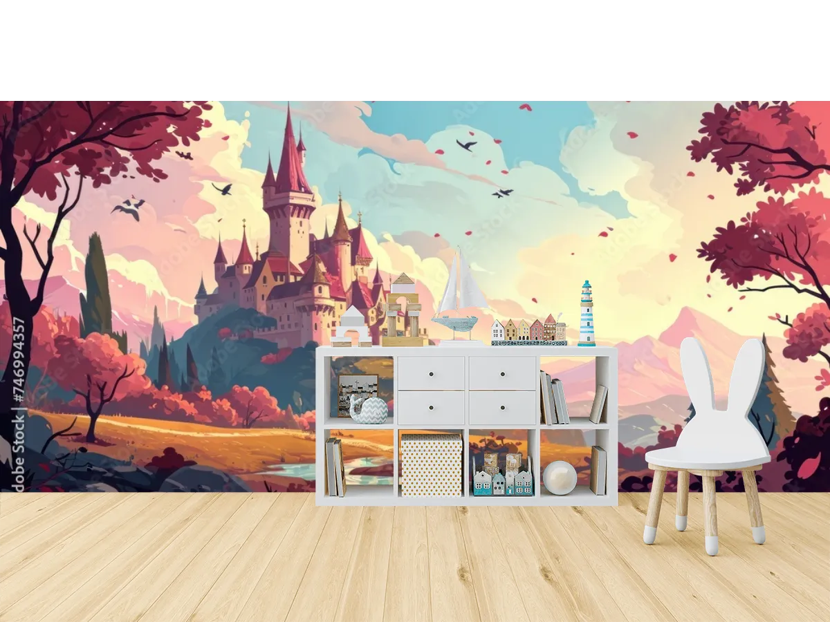Mural Castillo de Ensueño para Decoración de Pared - Vinil Arquitectónico y Papel Tapiz