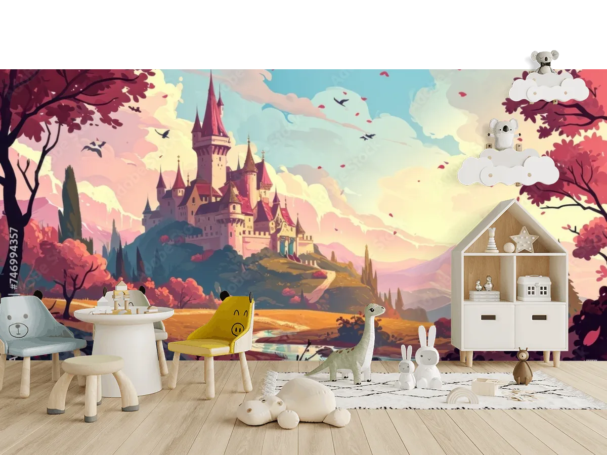 Mural Castillo de Ensueño para Decoración de Pared - Vinil Arquitectónico y Papel Tapiz