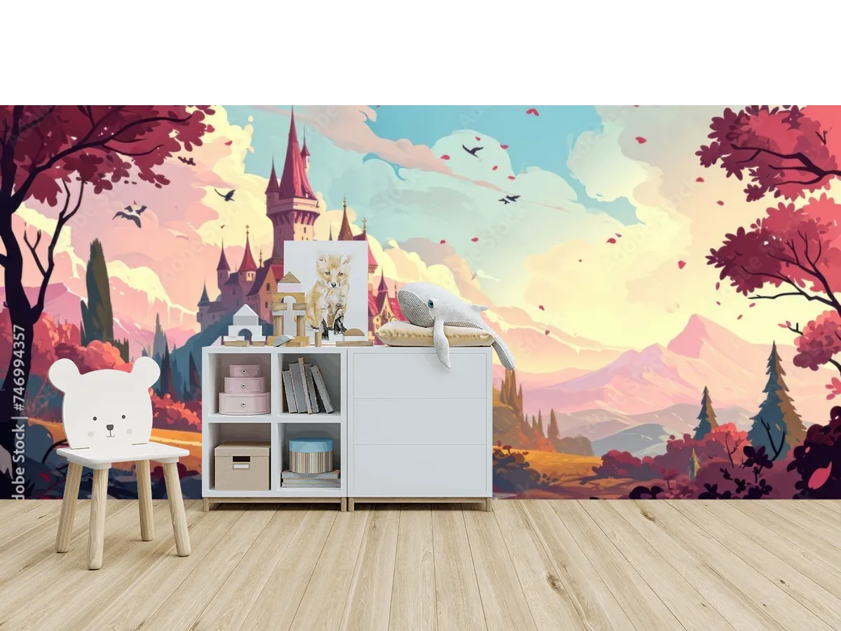 Mural Castillo de Ensueño para Decoración de Pared - Vinil Arquitectónico y Papel Tapiz