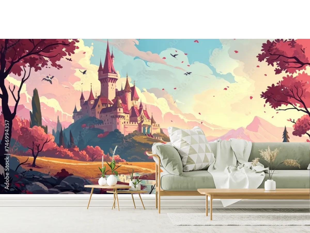 Mural Castillo de Ensueño para Decoración de Pared - Vinil Arquitectónico y Papel Tapiz
