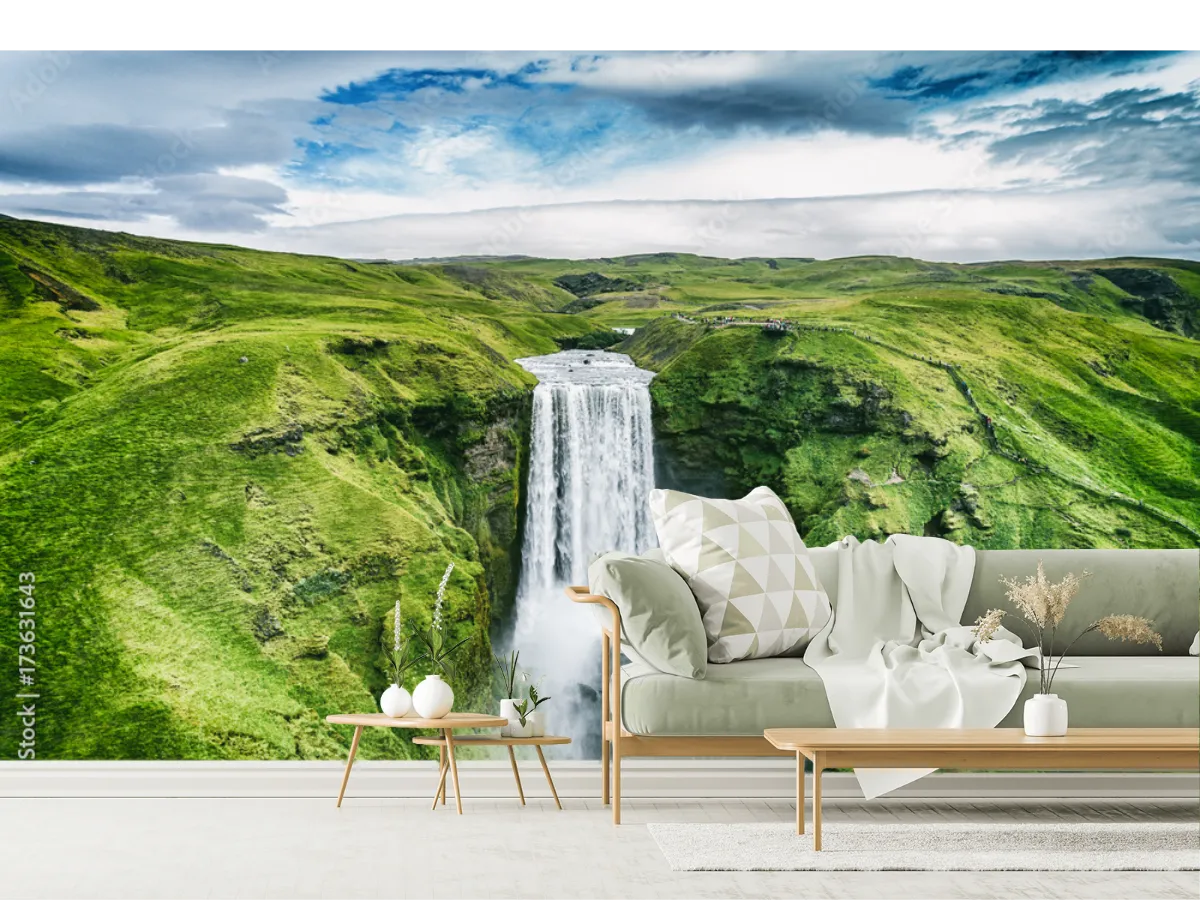 Mural Cascada Verde Vida – Fotomural Decorativo Vinil, Papel Tapiz y Más