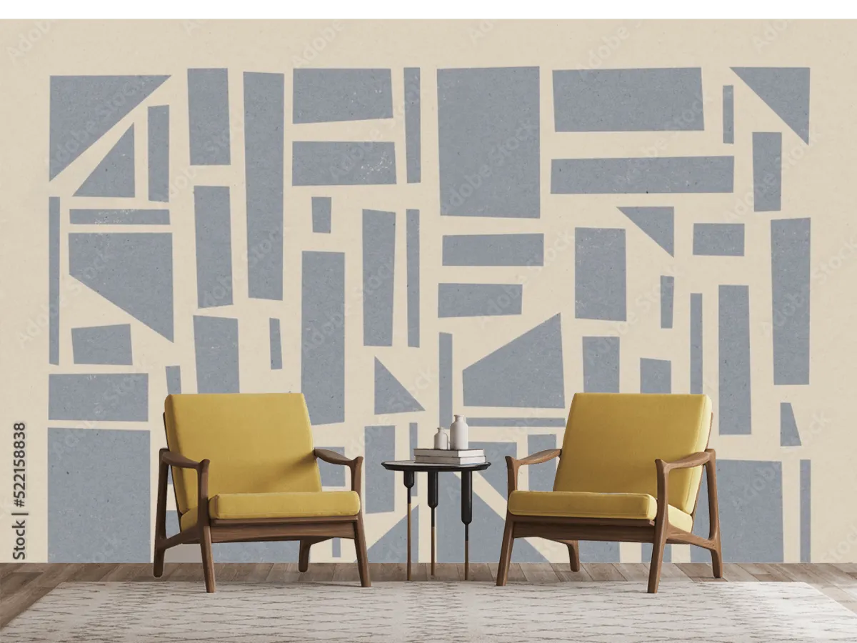 Mural Geométrico Minimalista Gris para Decoración de Pared, Vinil Arquitectónico