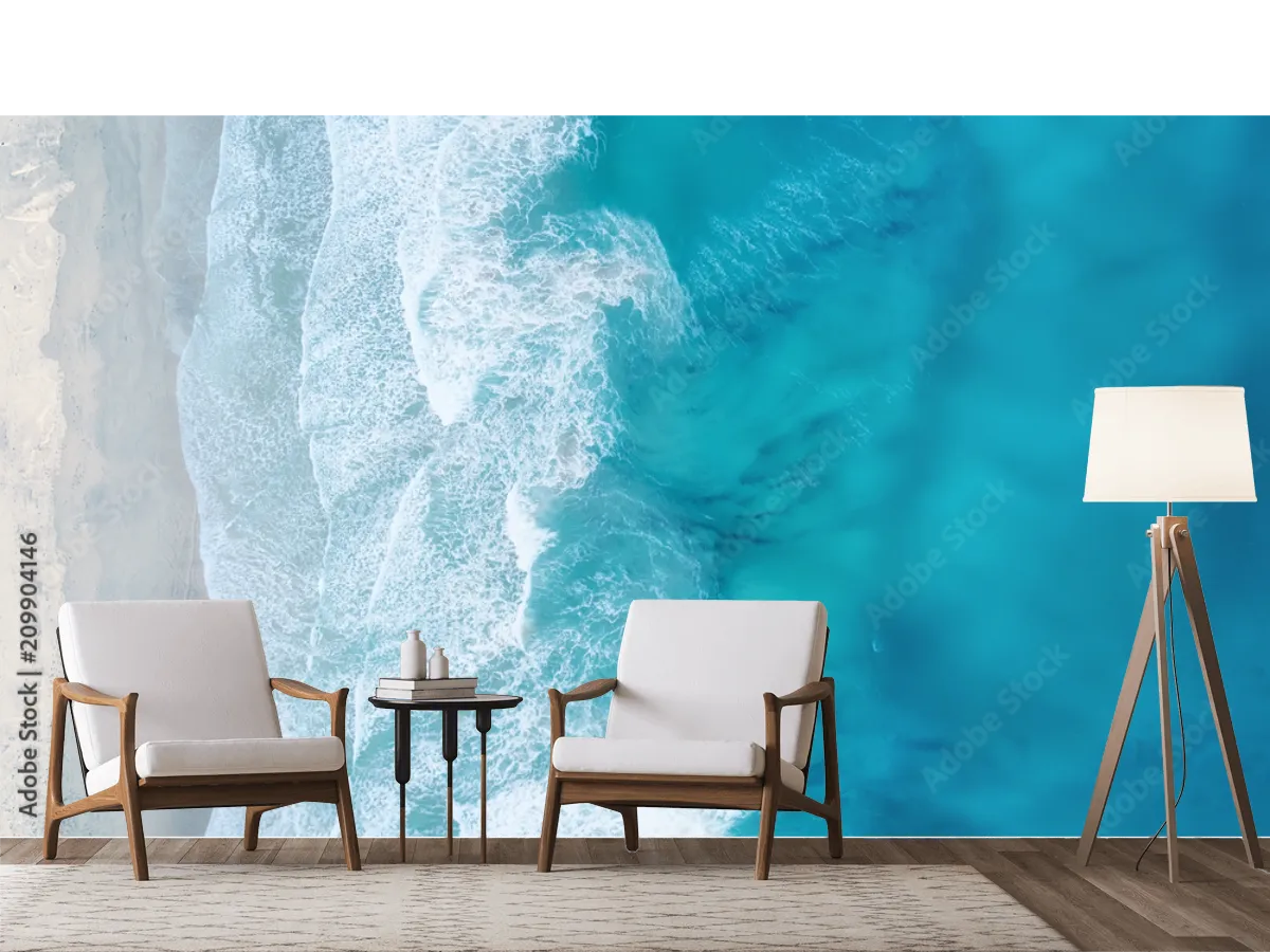 Mural Mar Turquesa Serena para Decoración de Sala - Vinil o Tapiz