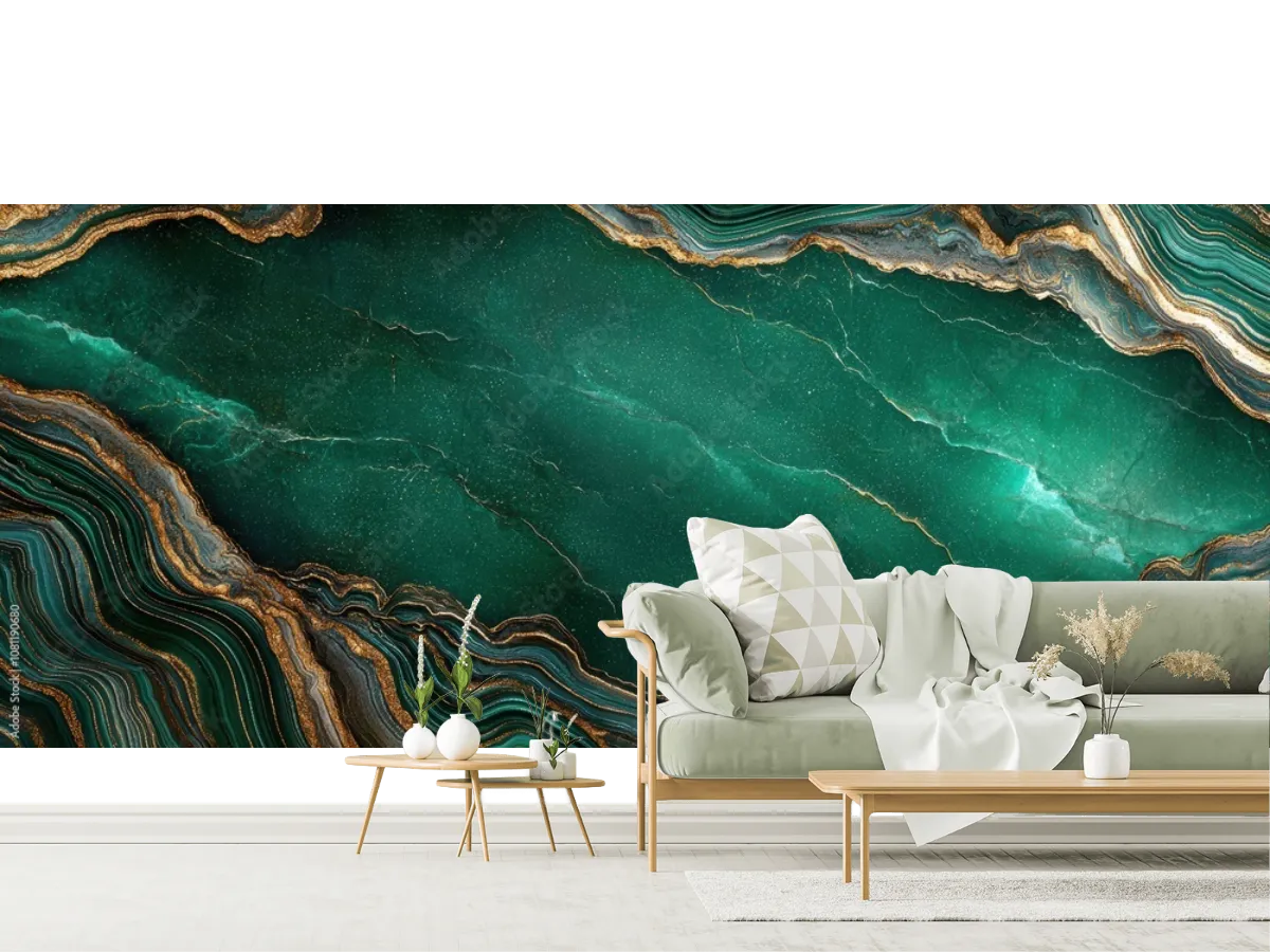 Mural Esmeralda Profunda - Fotomural decorativo para sala en vinil arquitectónico o papel tapiz