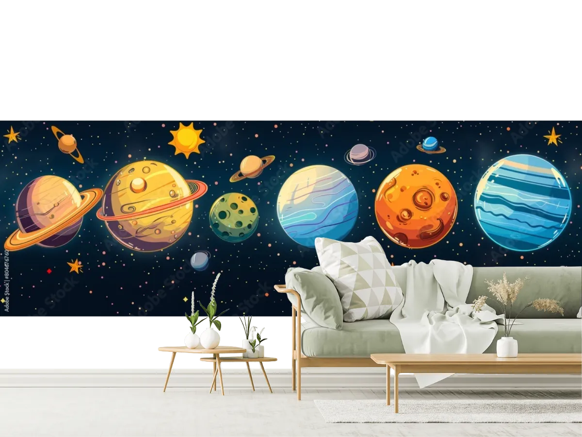 Mural Espacial Universo Fantasía para Niños | Fotomural Personalizable