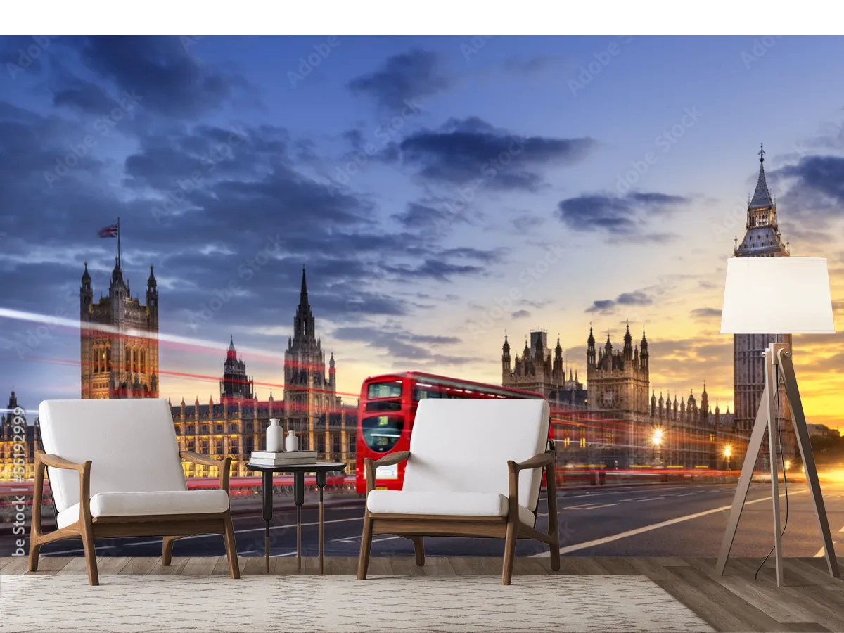 Mural Londres Nocturno Big Ben Vinil Arquitectónico Fotomural Decorativo