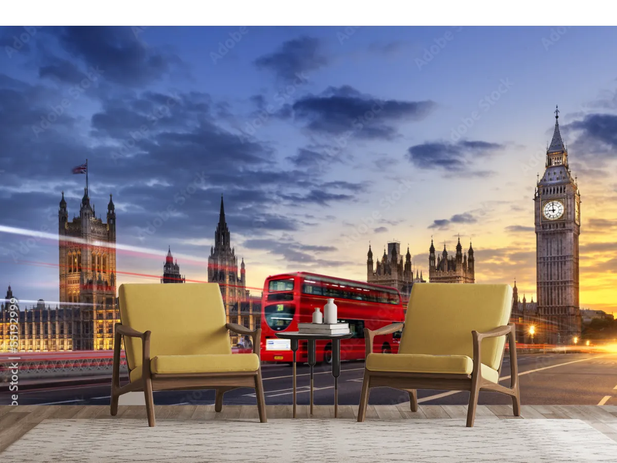 Mural Londres Nocturno Big Ben Vinil Arquitectónico Fotomural Decorativo
