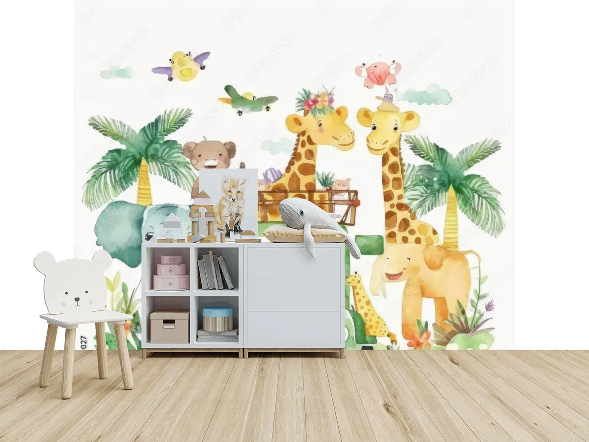 Mural Safari Aventurero para Niños – Fotomural Decorativo en Vinil Arquitectónico o Papel Tapiz