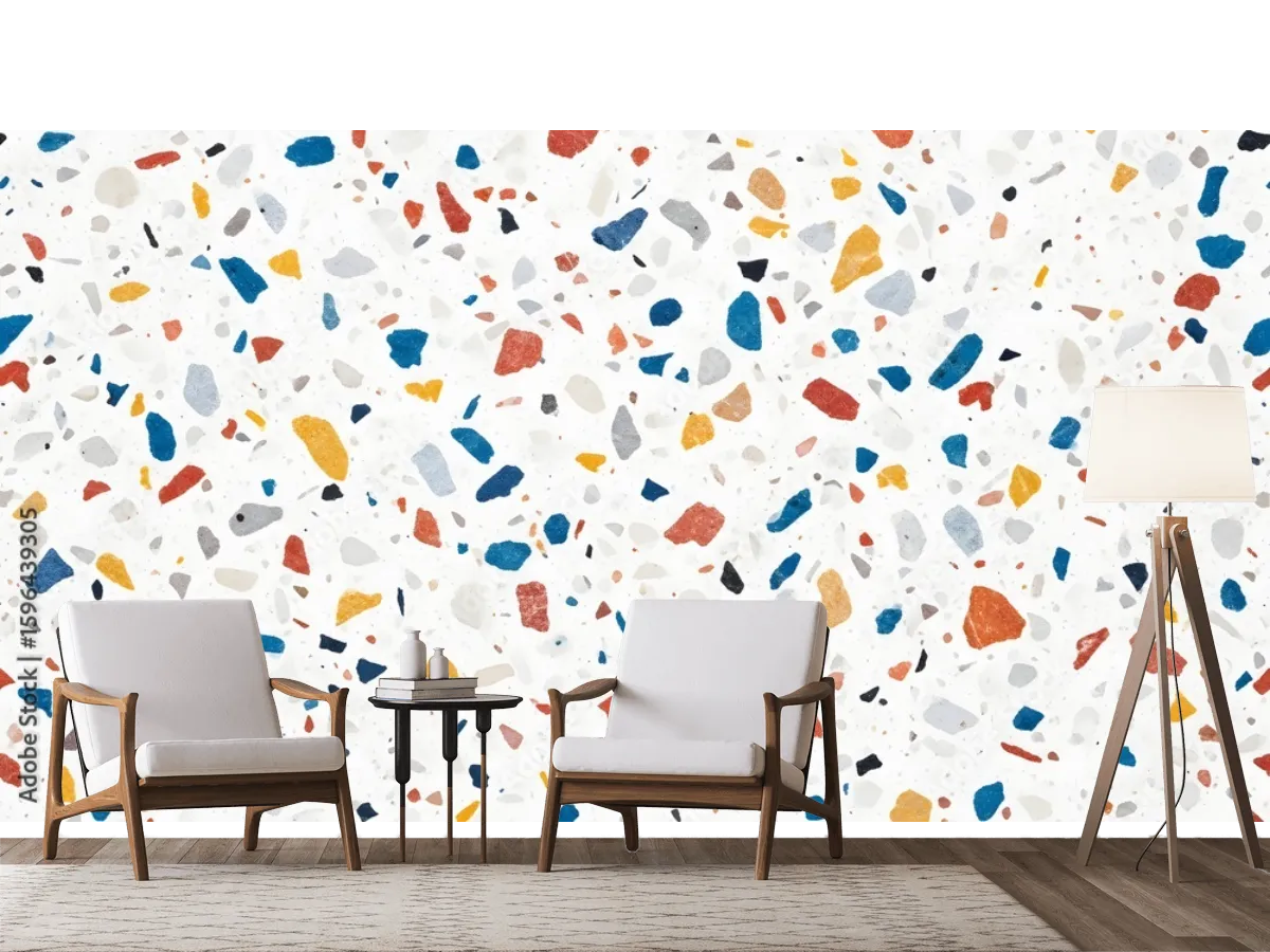 Mural Terrazzo Fiesta Moderna para Decoración de Pared – Vinil, Tapiz o Contract