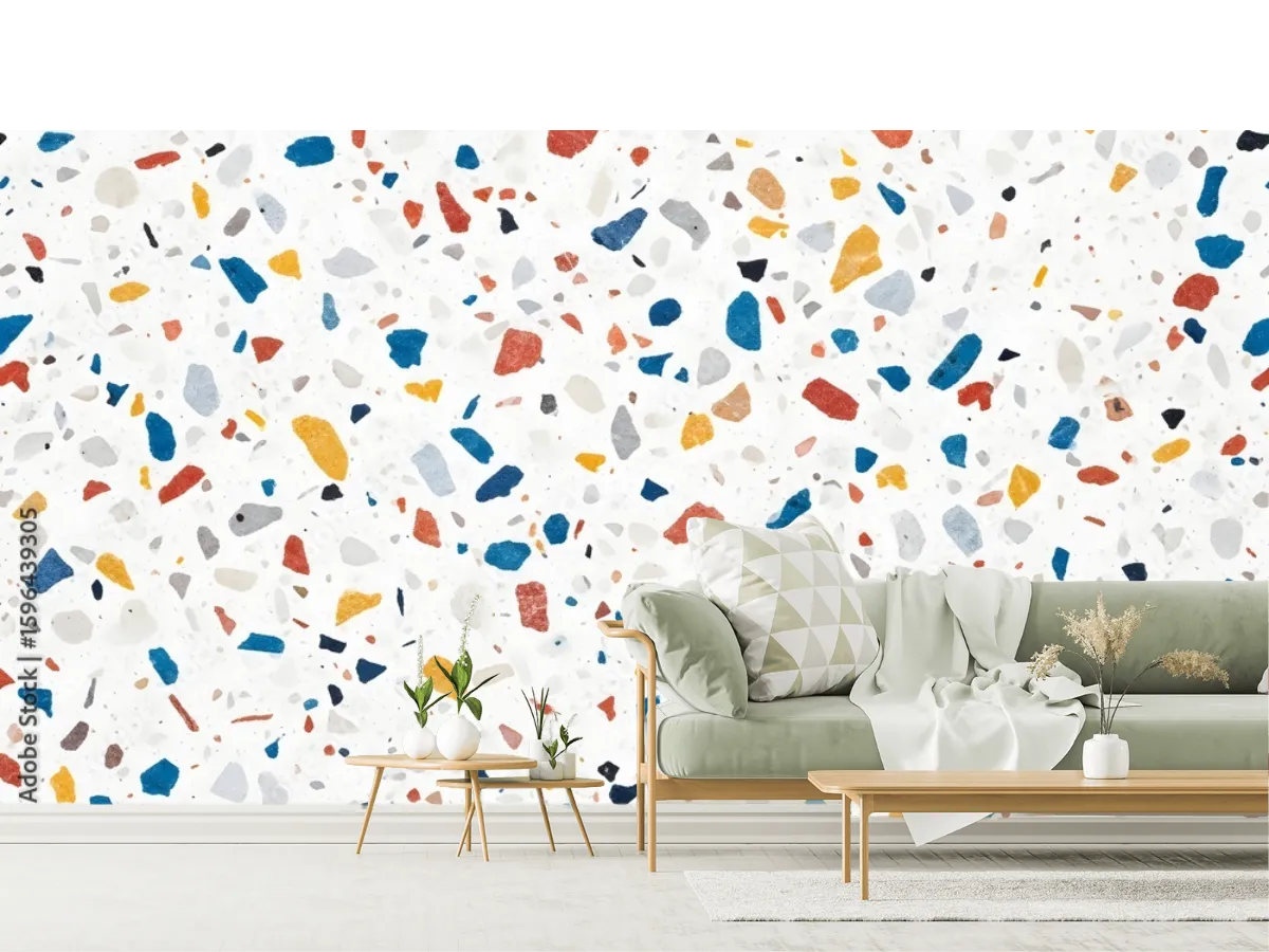 Mural Terrazzo Fiesta Moderna para Decoración de Pared – Vinil, Tapiz o Contract
