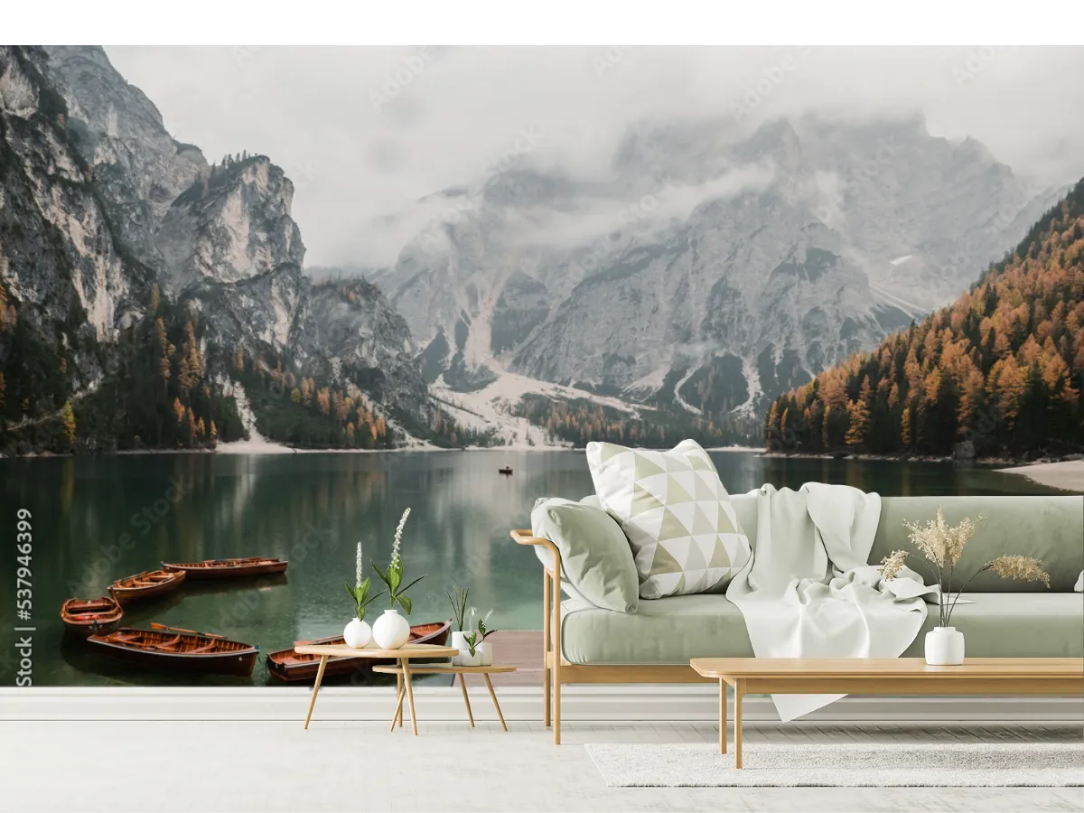 Mural Reflejo Mágico en Lago de Montaña - Vinil Arquitectónico, Papel Tapiz y Más