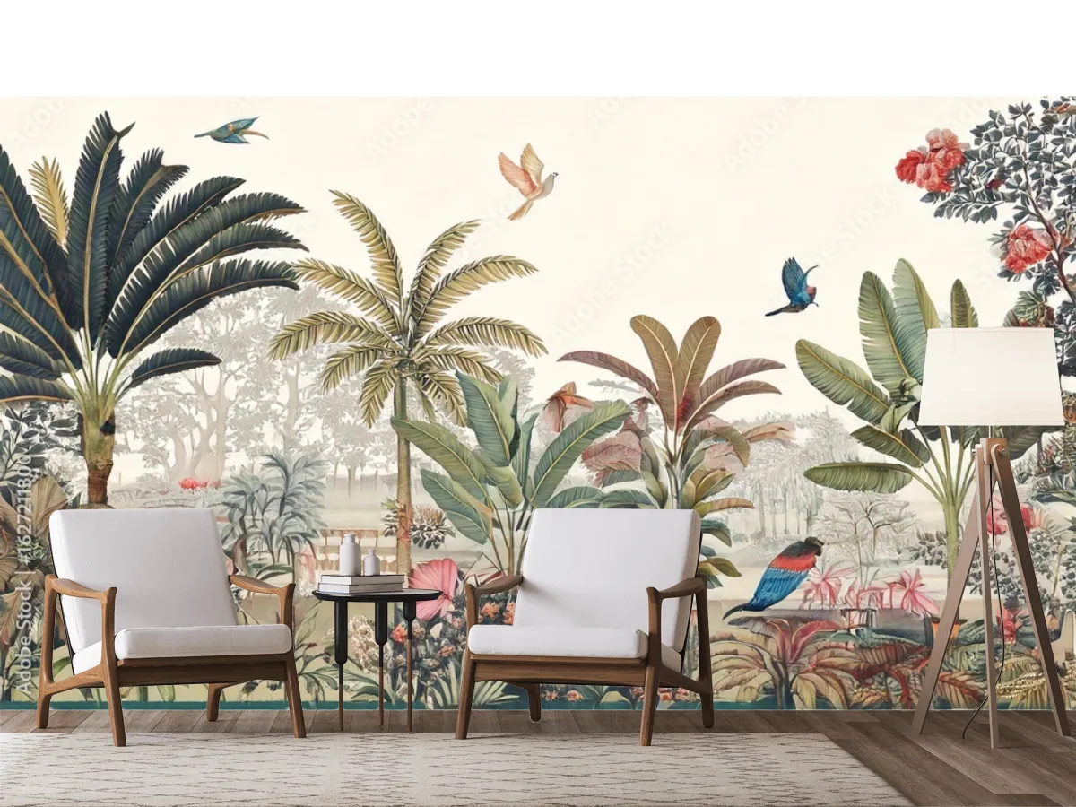 Mural Paraíso Tropical – Fotomural decorativo para sala en Vinil o Tapiz Texturizado