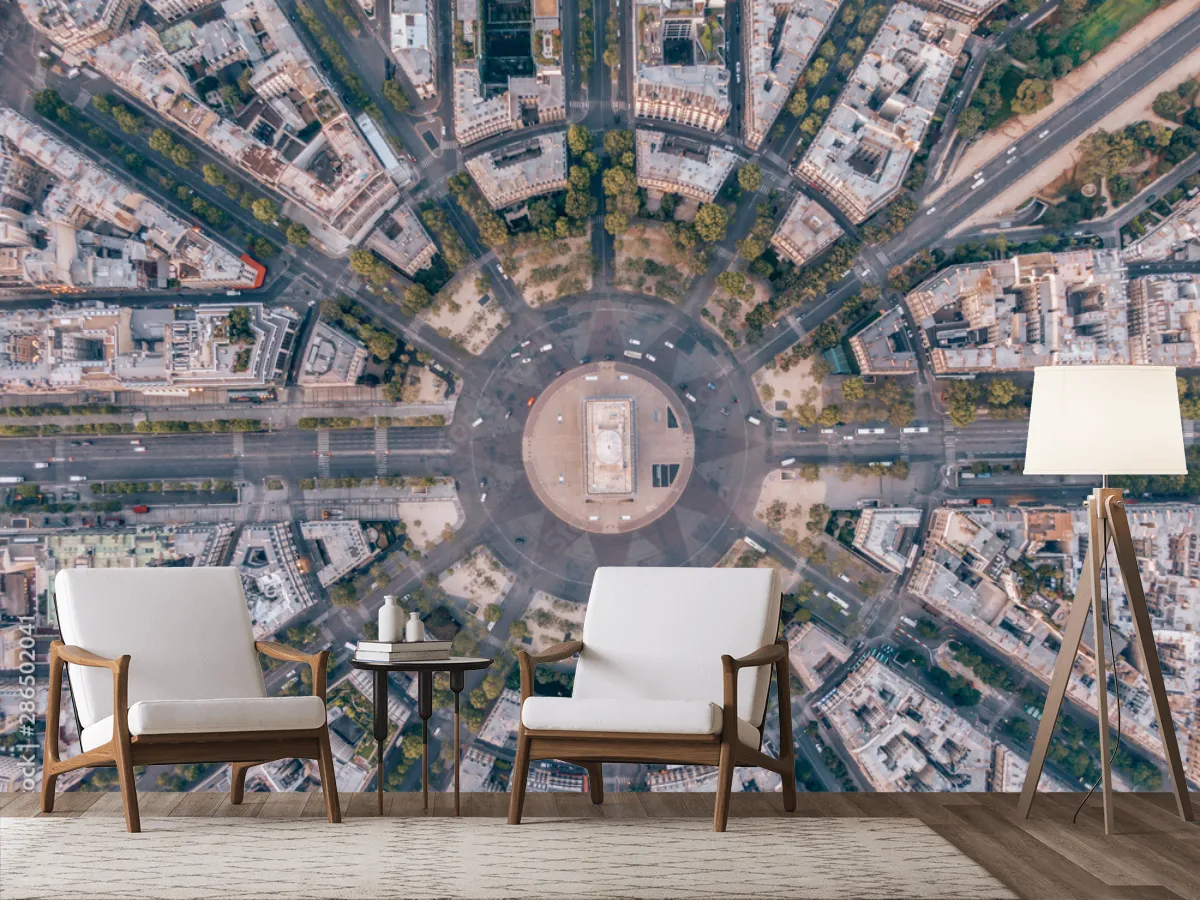 Mural Modelo París Radiante Vinil Arquitectónico para Decoración de Sala