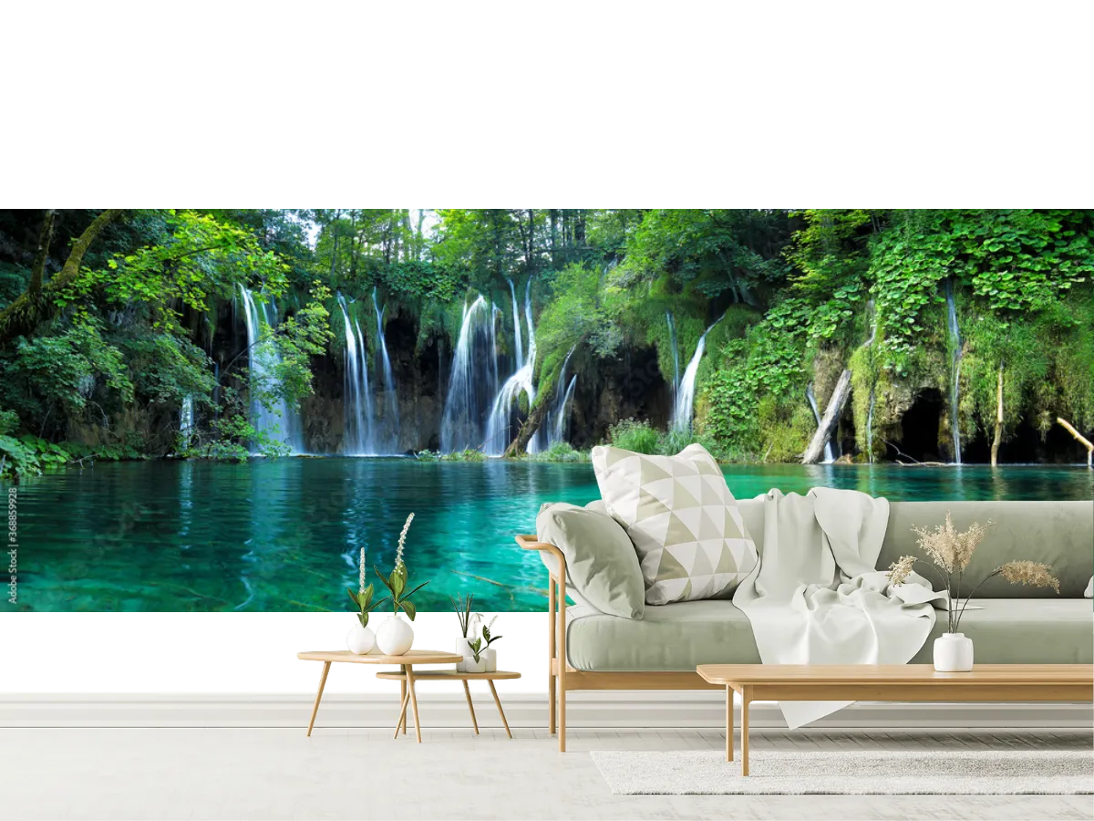 Mural Cascada Esmeralda – Fotomural Decorativo Vinil/Papel Tapiz