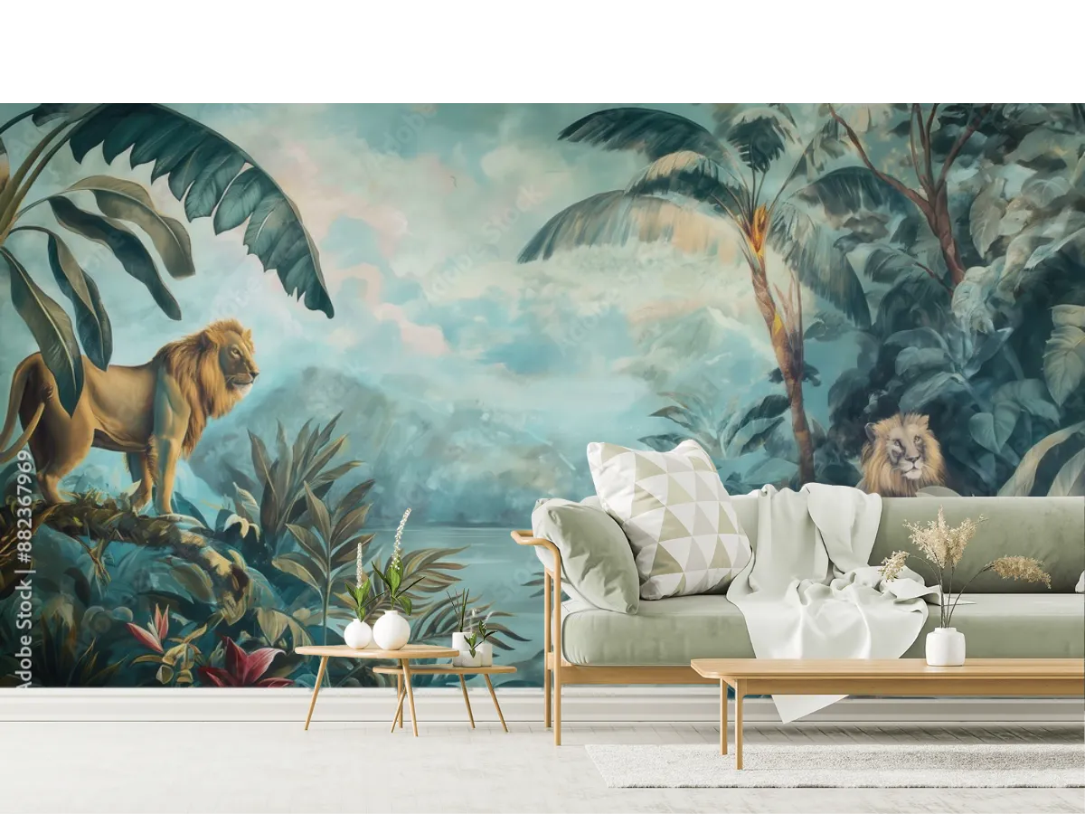 Mural Modelo Selva Majestuosa Leones - Fotomural Decorativo Vinil
