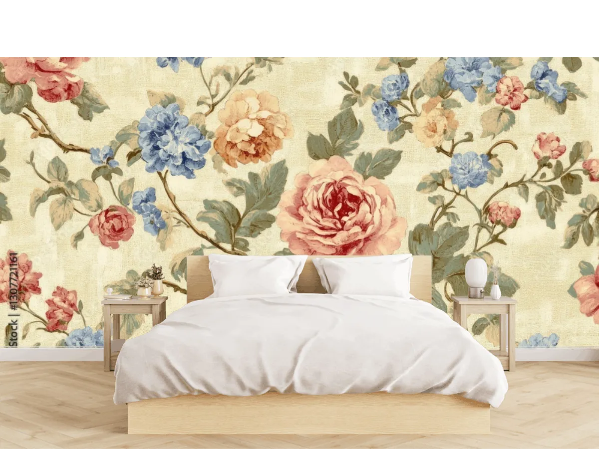 Mural Rosas Vintage Encanto Floral para Decoración de Sala o Recámara