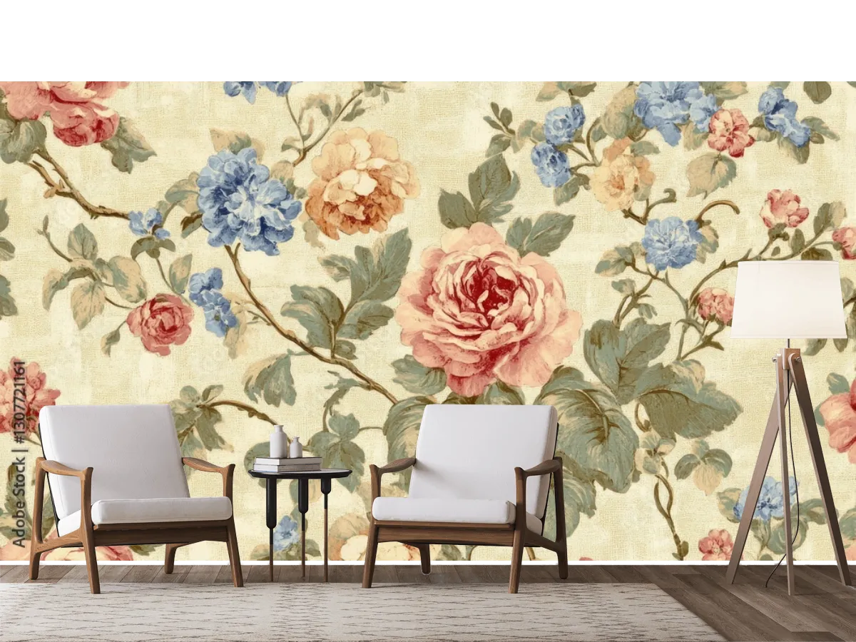 Mural Rosas Vintage Encanto Floral para Decoración de Sala o Recámara