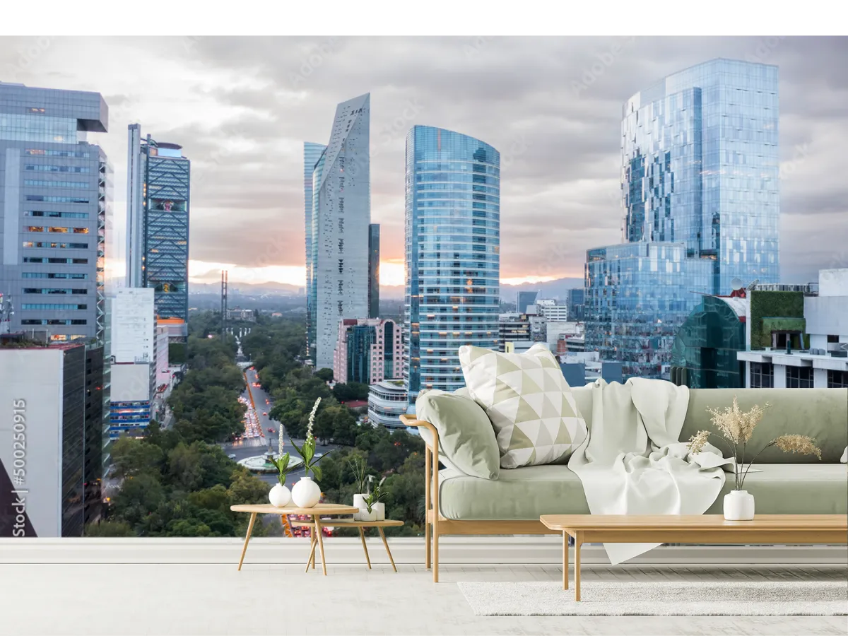 Mural Corporativo Skyline Reforma | Fotomural vinil arquitectónico personalizado