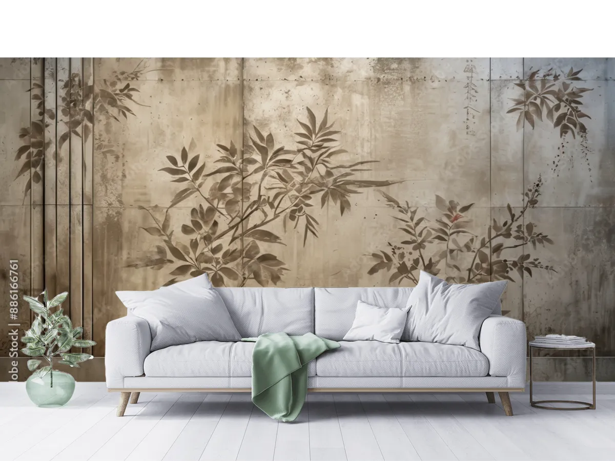 Mural Botánico Nostalgia Oriental para Pared, Vinil o Tapiz Decorativo