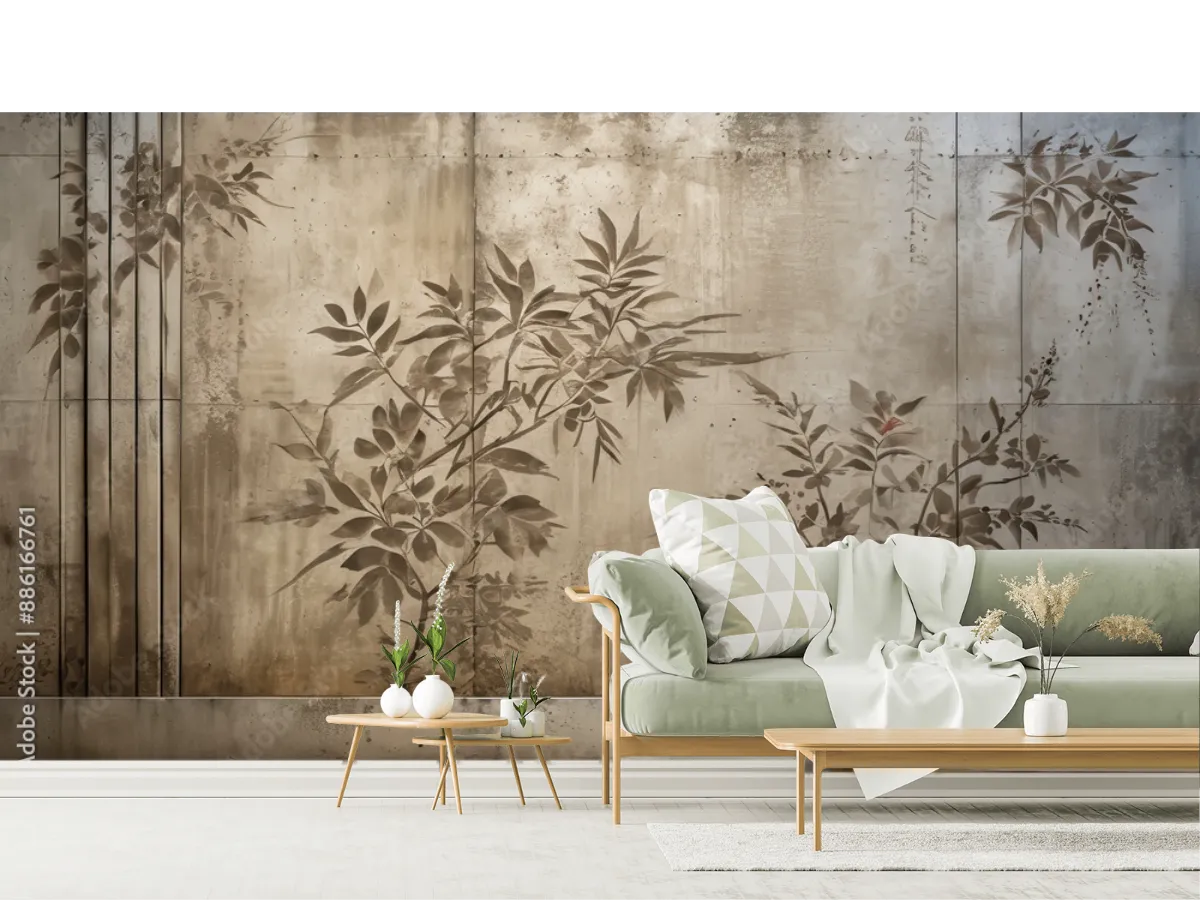 Mural Botánico Nostalgia Oriental para Pared, Vinil o Tapiz Decorativo