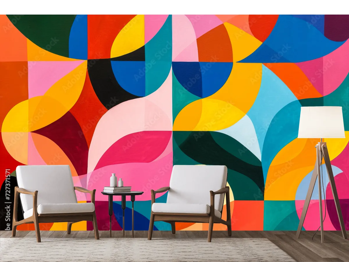 Mural Geométrico Vibrante Destellos de Color – Fotomural Decorativo en Vinil o Papel Tapiz