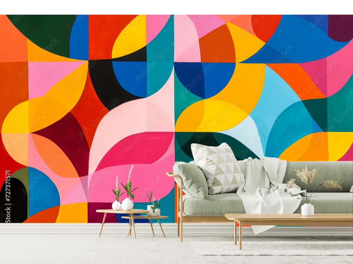 Mural Geométrico Vibrante Destellos de Color – Fotomural Decorativo en Vinil o Papel Tapiz