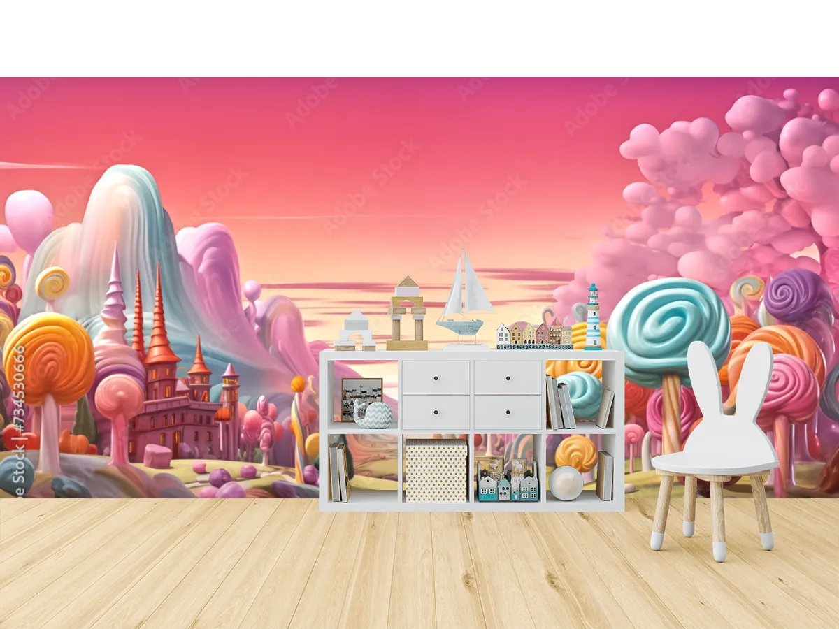 Mural Dulce Fantasía de Vinil Arquitectónico para Decoración de Sala