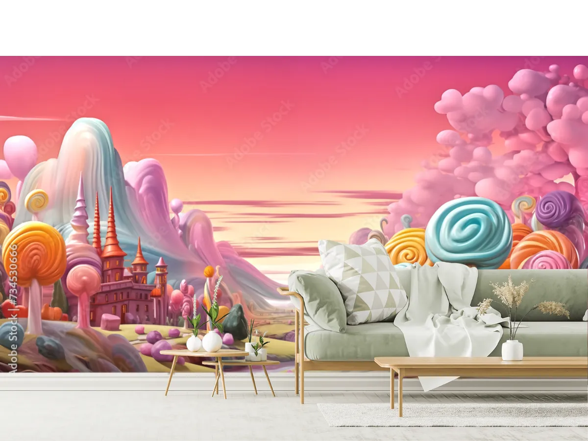 Mural Dulce Fantasía de Vinil Arquitectónico para Decoración de Sala