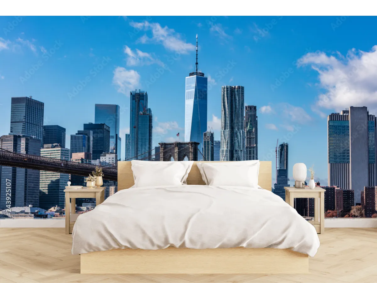 Mural Ciudad Icono Manhattan Skyline Vinil Decorativo