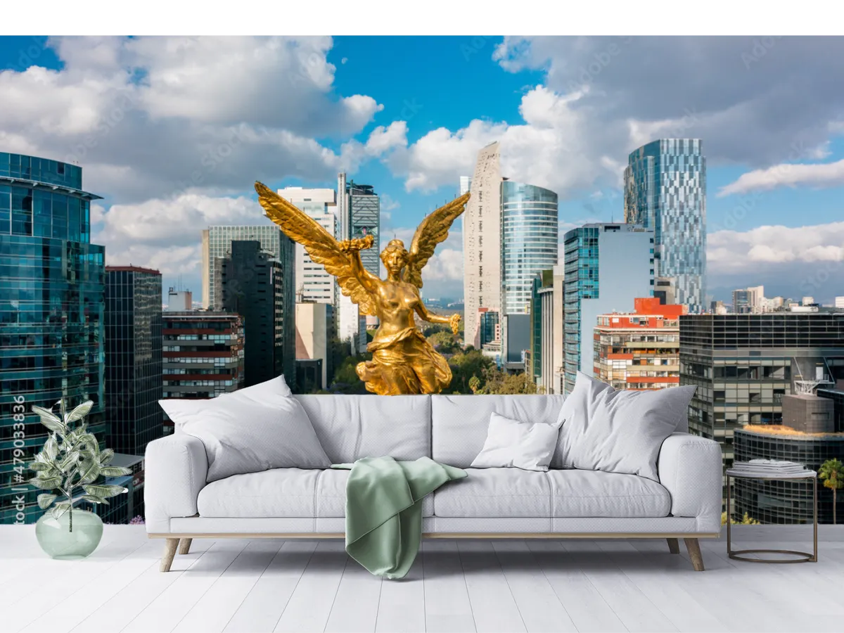 Mural Ángel Dorado Reforma – Fotomural Decorativo Personalizado
