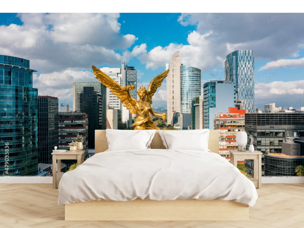Mural Ángel Dorado Reforma – Fotomural Decorativo Personalizado