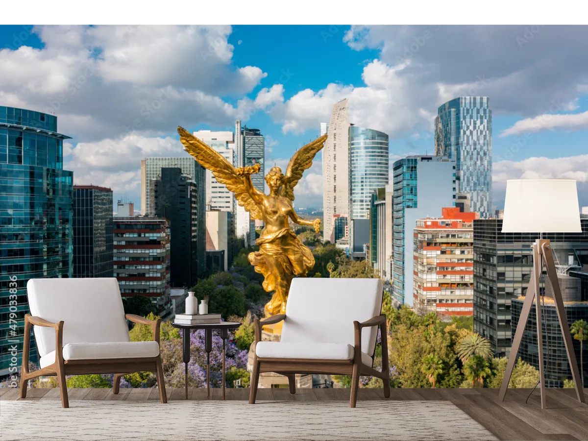 Mural Ángel Dorado Reforma – Fotomural Decorativo Personalizado