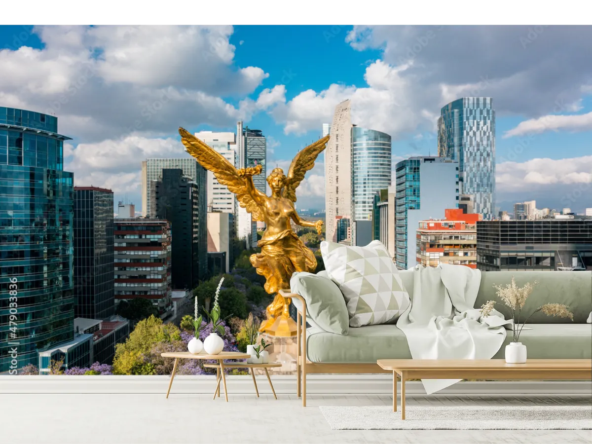 Mural Ángel Dorado Reforma – Fotomural Decorativo Personalizado