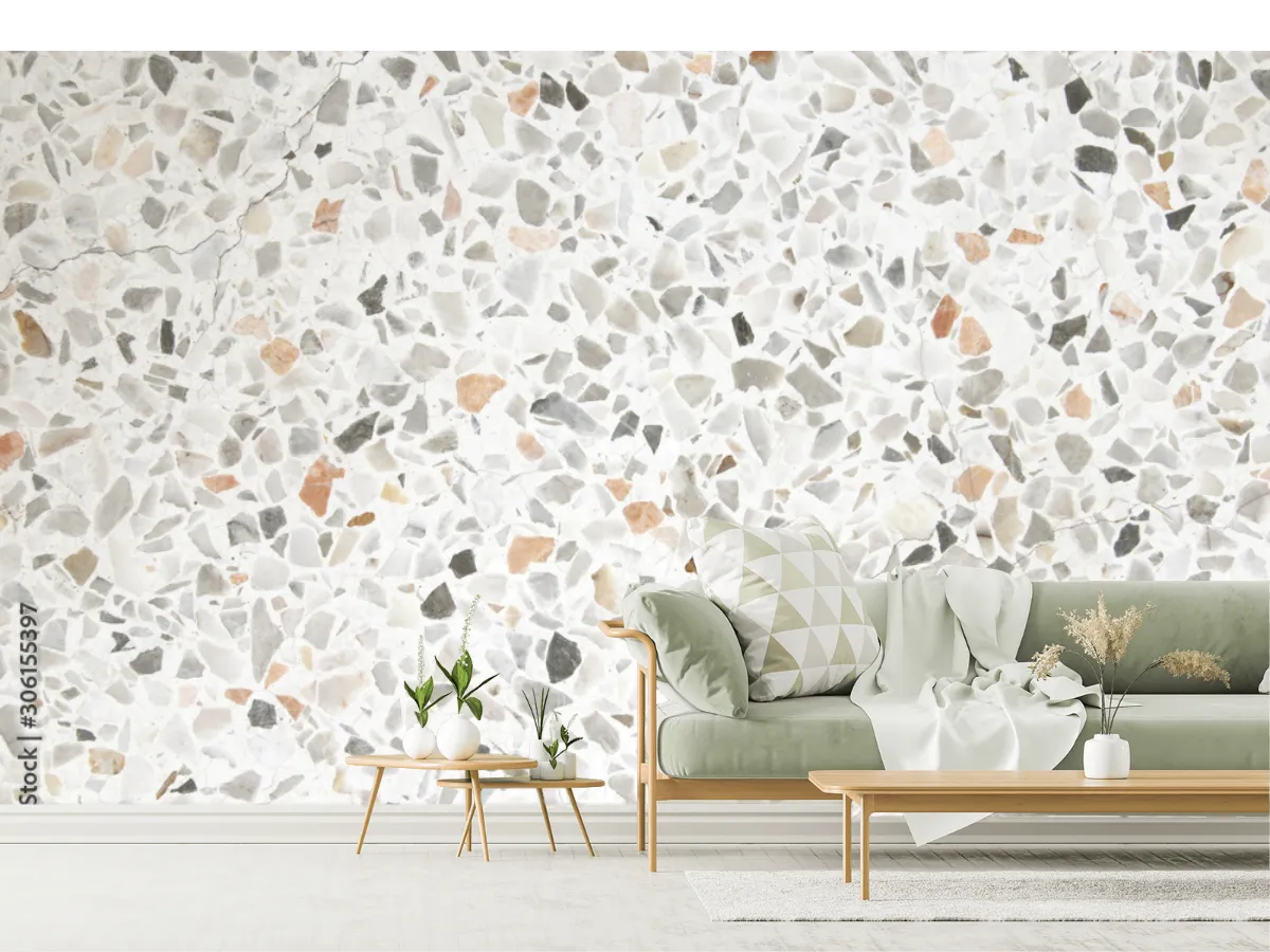 Mural Terrazzo Blanco Moderno para Pared | Fotomural Decorativo