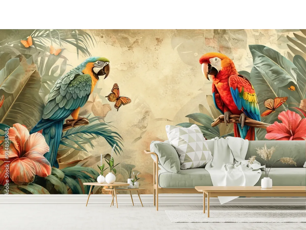 Mural Tropical Armonía Exótica | Fotomural Decorativo Vinil Arquitectónico
